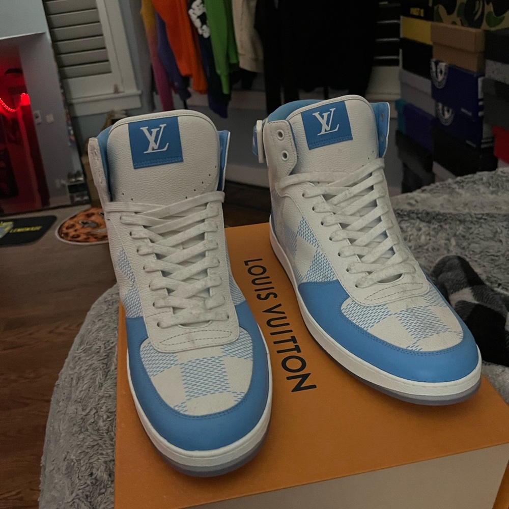 Louis Vuitton ravioli hightop blue sneakers